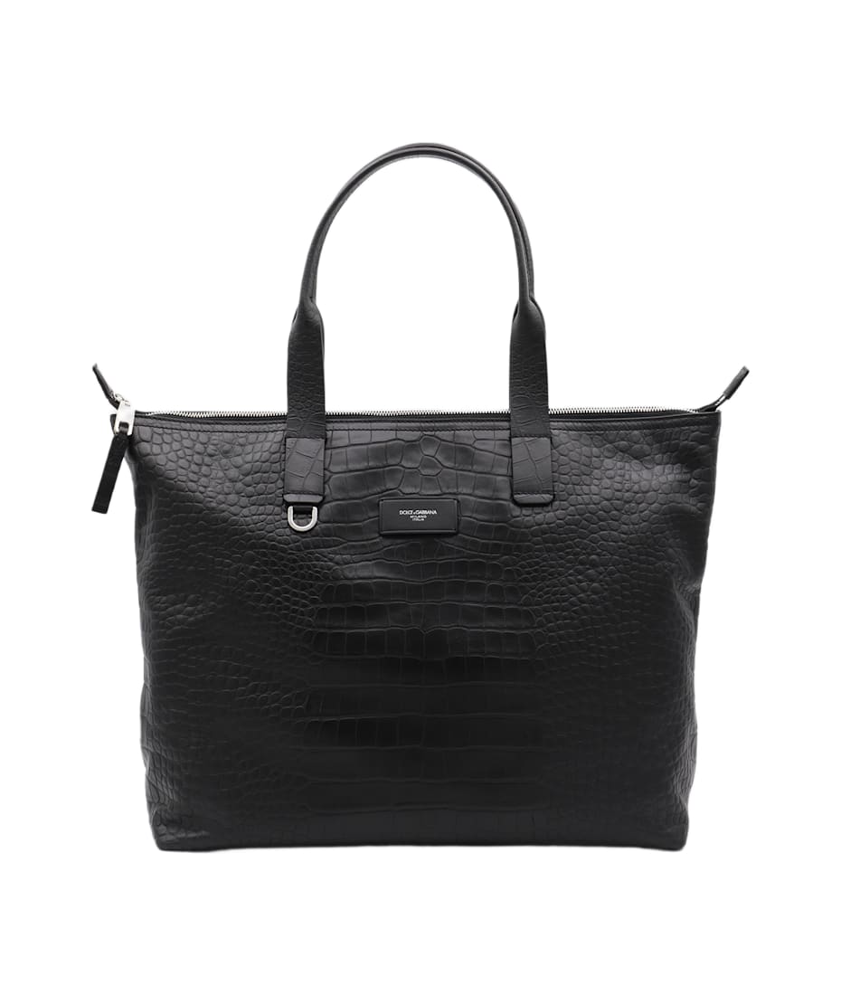 トートバッグ DOLCE&GABBANA BLACK FABRIC AND LEATHER TOTE BAG Dolce&Gabbana Black fabric and leather tote bag | TheDoubleF