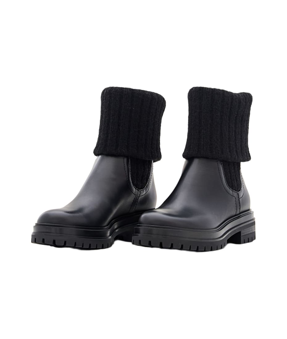 ショートブーツ・ブーティ GIANVITO ROSSI CALF AND KNIT ANKLE BOOTS Gianvito Rossi Calf And Knit Ankle Boots | italist