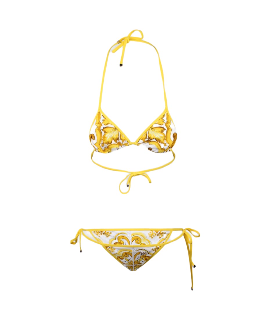 ビキニ Dolce & Gabbana Majolica Print Bikini Swimsuit Majolica-print padded bikini in Multicolor for Women