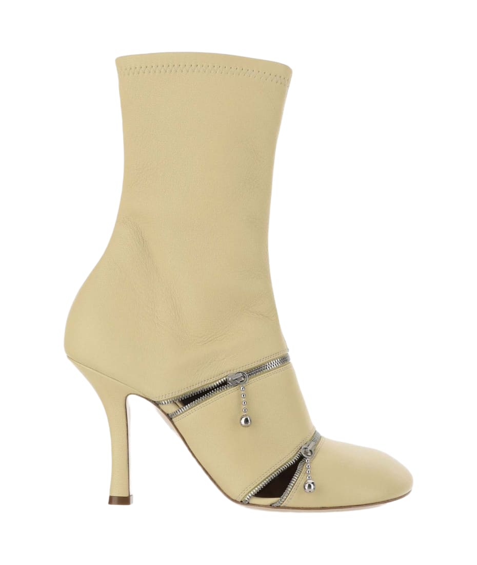 Burberry Peep Leather Boots - Yellow