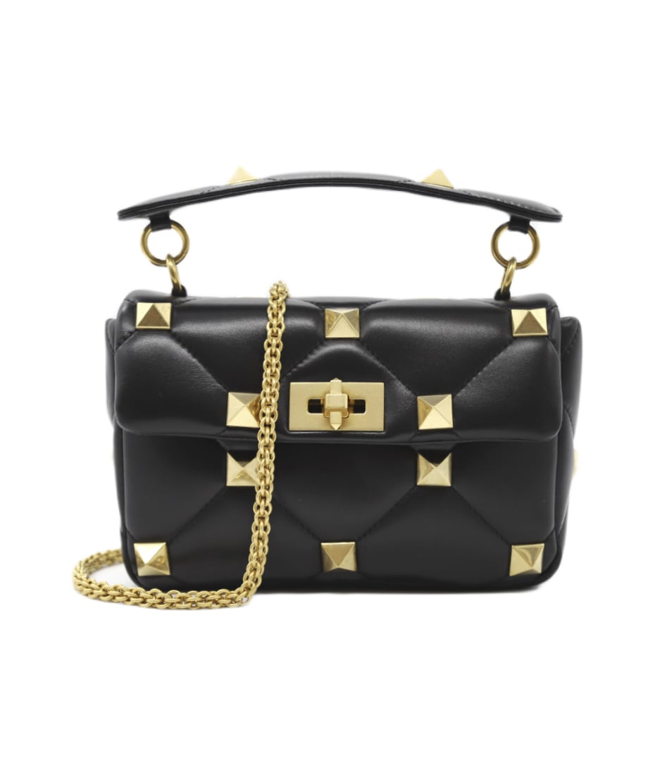 【関税&送料込】Valentino Garavani Nappa Leather Medium Roma Valentino Garavani Black Nappa Leather Medium Roman Stud