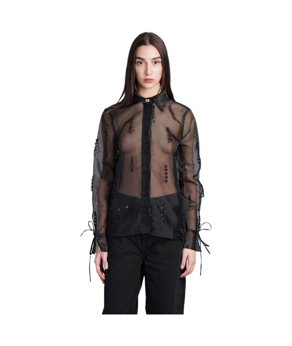 24AW【GANNI】Shirt In Black Polyester Ganni Shirt In Black Polyester | italist
