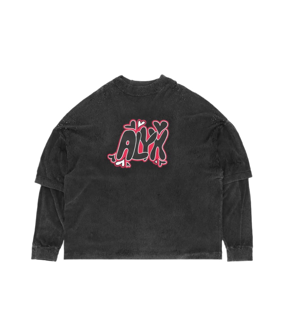 1017 ALYX 9SM Double Sleeve ニードル Tシャツ ロンT トップス 1017 ALYX 9SM Double Sleeve Needle Punch Grafic T-shirt