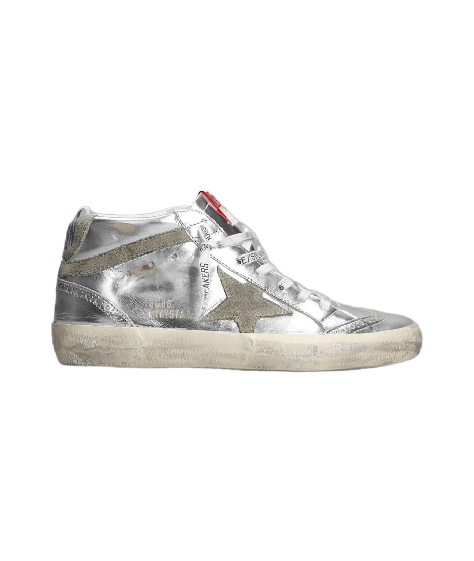 Golden Goose Mid Star Sneakers In Silver Leather italist ALWAYS