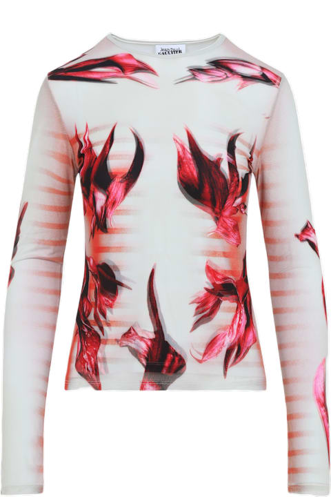 Homeware Jean Paul Gaultier Layered Long Sleeves Top Printed "flower Body Morphing Mariniere"