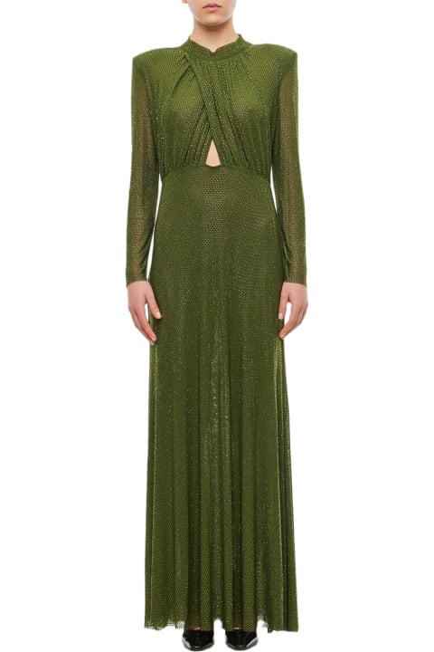 Fashion for Women self-portrait Olive Green Rhinestone Maxi Dress