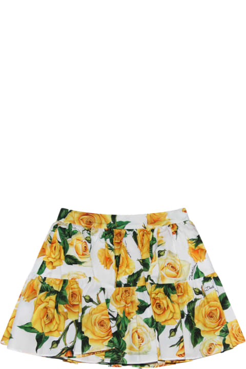 Dolce & Gabbana Bottoms for Girls Dolce & Gabbana White, Yellow And Green Cotton Skirt