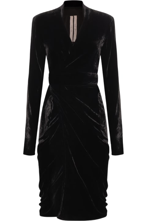 Fashion for Women Rick Owens Black Viscose And Silk Midi Dress