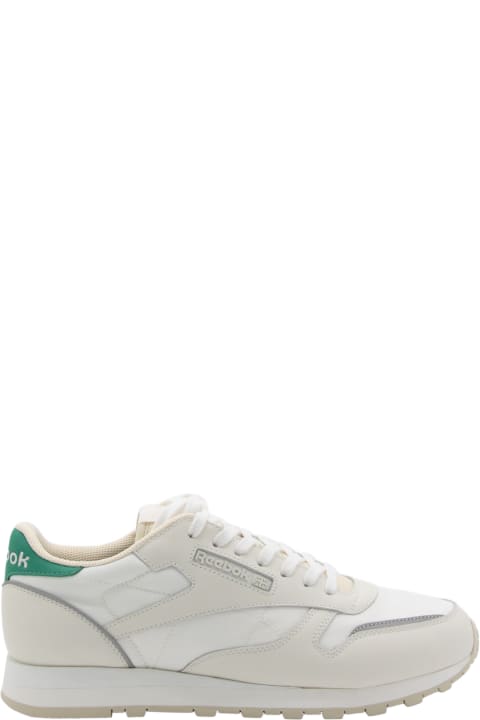 メンズ Reebokのスニーカー Reebok White And Green Leather Sneakers