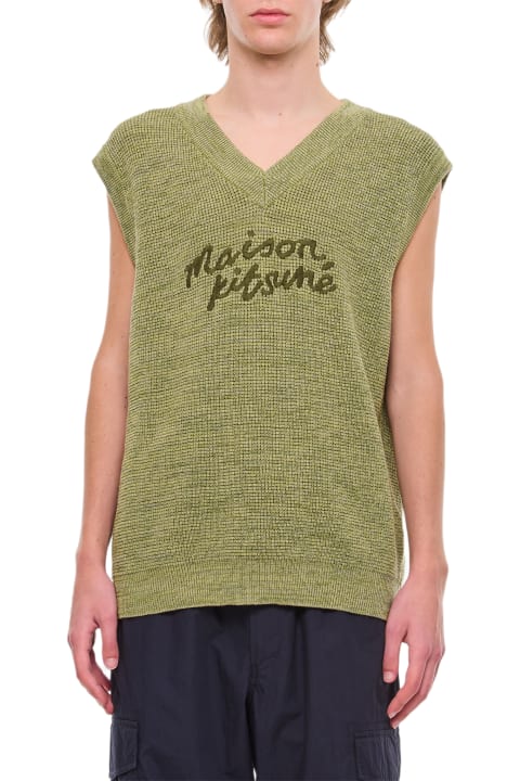 メンズ Maison Kitsunéのニットウェア Maison Kitsuné Maison Kitsune Handwriting Oversize Vest