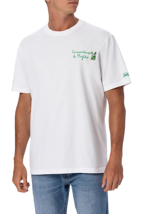 Homeware MC2 Saint Barth Man Classic Fit Cotton Jersey T-shirt Portofino With Formentera Aperitif Embroidery