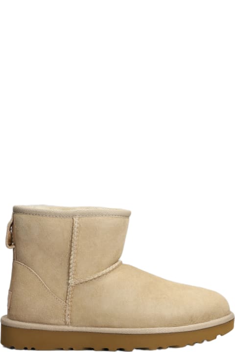 UGG Shoes for Women UGG Classic Mini Ii Low Heels Ankle Boots In Beige Suede