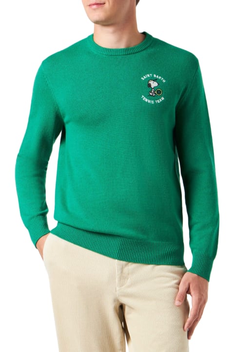 Homeware MC2 Saint Barth Man Crewneck Sweater With Snoopy Tennis Jacquard | Snoopy - ©peanuts Special Edition