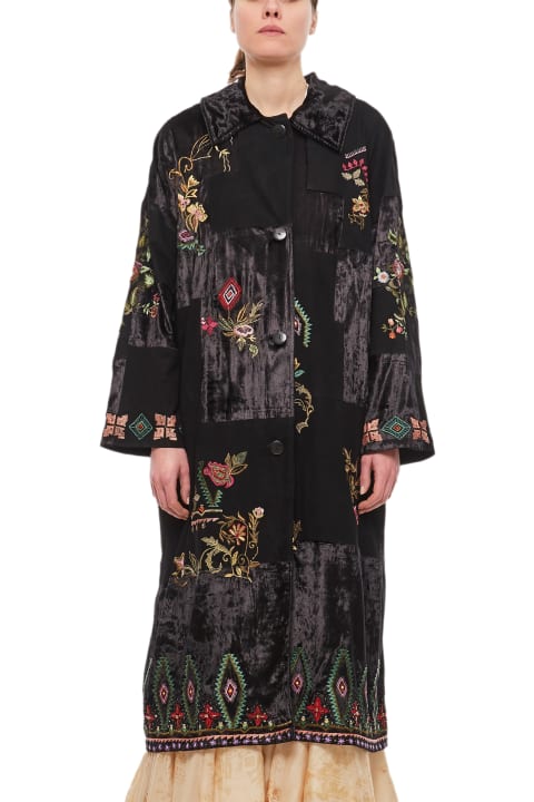Nora Patchwork Suede Velvet Coat