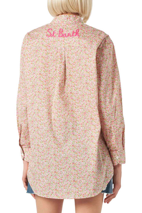 أدوات منزلية MC2 Saint Barth Woman Brigitte Cotton Shirt With Flower Print | Made With Liberty Fabric