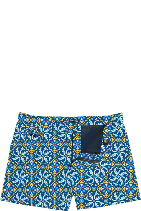Fashion for Men MC2 Saint Barth Man Swim Shorts With Maiolica Print
