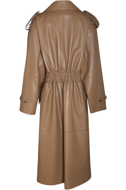 The Mannei Clothing for Women The Mannei Beige Leather Shamali Coat