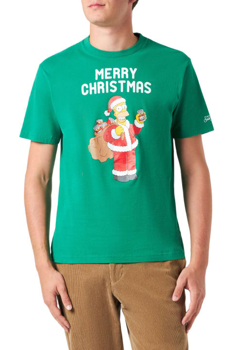 أدوات منزلية MC2 Saint Barth Man Heavy Cotton T-shirt With Homer Simpson Merry Christmas Print | The Simpsons Special Edition