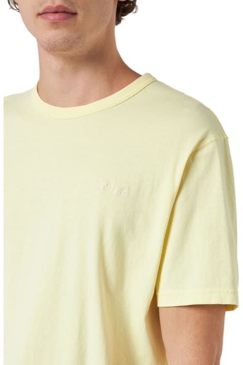 أدوات منزلية MC2 Saint Barth Man Pale Yellow Cotton Jersey T-shirt Dover With St. Barth Embroidery