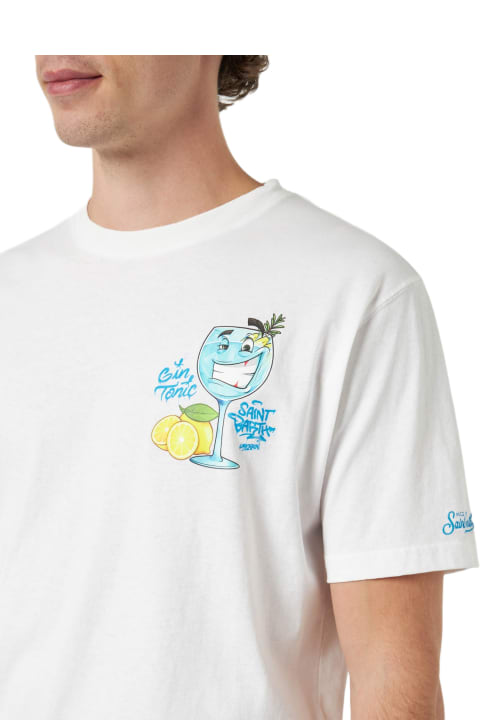 Homeware MC2 Saint Barth Man Cotton T-shirt With Cryptopuppets Gin Tonic Front And Back Placed Print | Cryptopuppets Special Edition