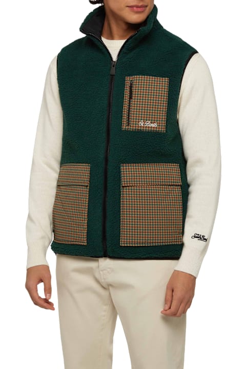 Homeware MC2 Saint Barth Man Teddy Vest Wanaka With Pied De Poul Print