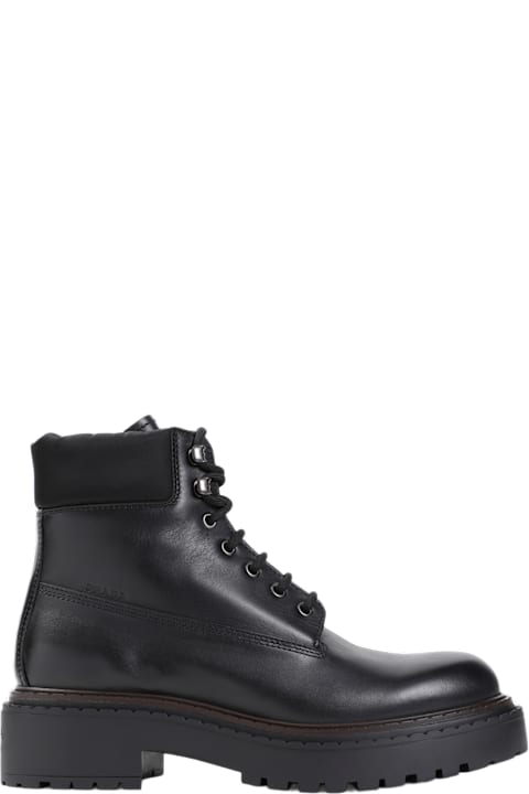 أدوات منزلية Prada Black Leather Ankle Boots