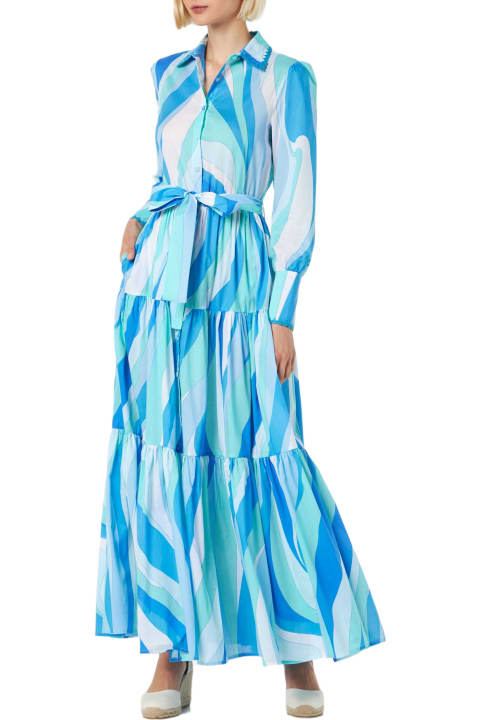 Fashion for Women MC2 Saint Barth Woman Long Dress Jensen With Wave Print