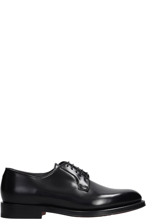 メンズ Santoniのレースアップシューズ Santoni Black Leather Lace Up Shoes
