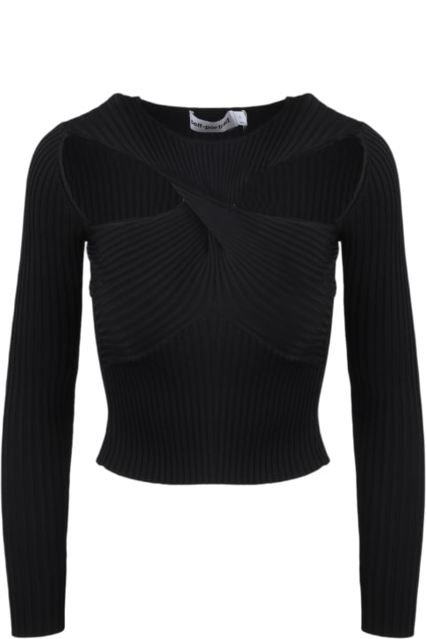self-portrait Sweaters for Women self-portrait Ribbed Knit Cut Out Top