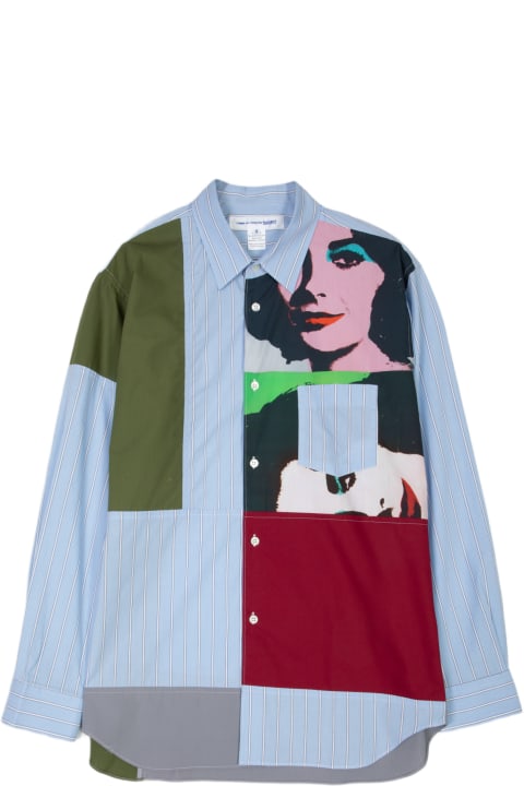 Comme des Garçons Shirt for Men Comme des Garçons Shirt Mens Shirt Woven Multicolour Andy Warhol graphic patchwork shirt with long sleeves
