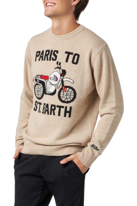 Homeware MC2 Saint Barth Man Sweater With Paris To St.barth Front Print
