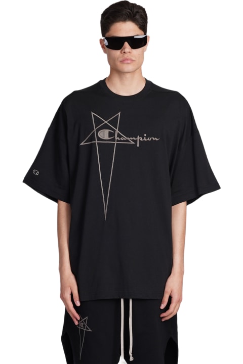 Rick Owens x Champion Topwear for Men Rick Owens x Champion Tommy T T-shirt In Black Cotton