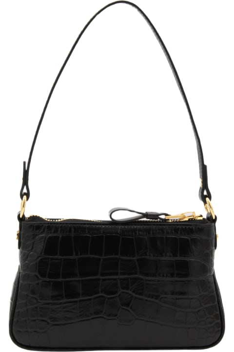 Fashion for Women Tom Ford Black Leather Shiny Soft Croc Mini Shoulder Bag