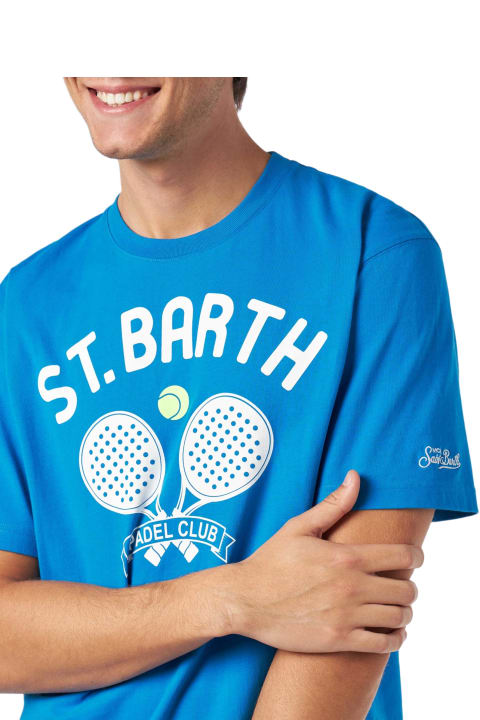 Homeware MC2 Saint Barth Man Heavy Cotton T-shirt With St. Barth Padel Club Print