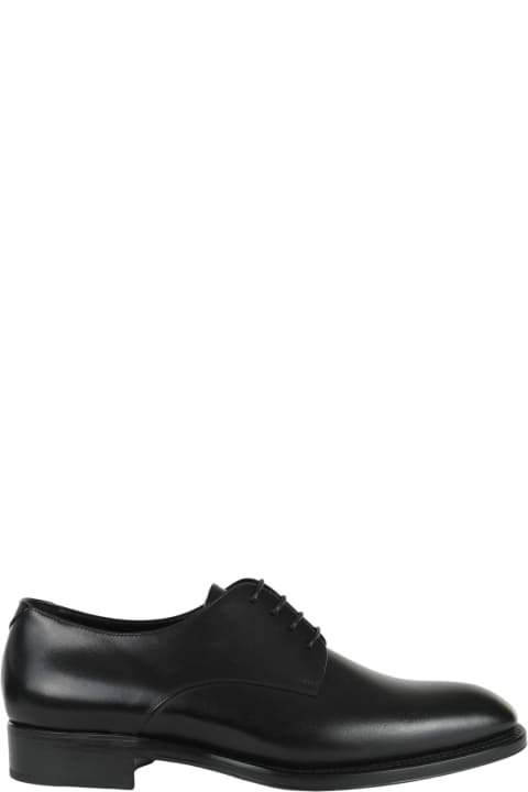メンズ レースアップシューズ Saint Laurent Black Leather Lace Up Shoes