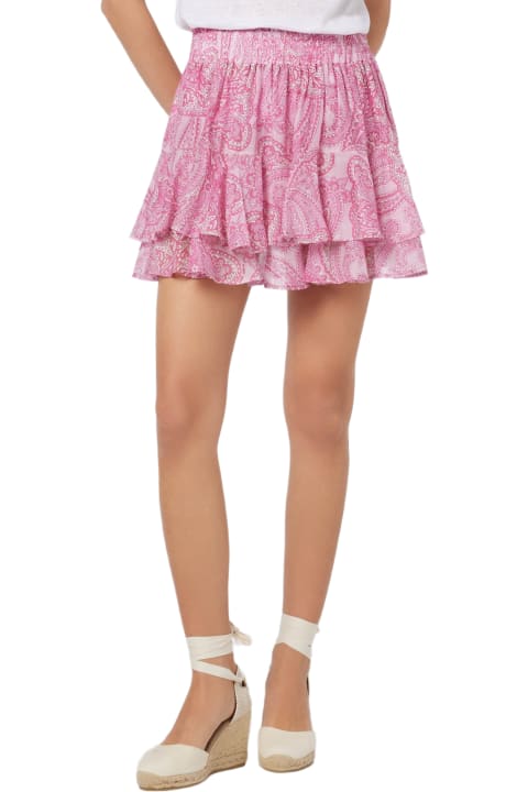 Homeware MC2 Saint Barth Woman Paisley Silk Voile Ruffled Mini Skirt Eivissa