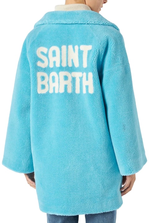 MC2 Saint Barth Coats & Jackets for Women MC2 Saint Barth Woman Coat Turquoise Teddy Fabric