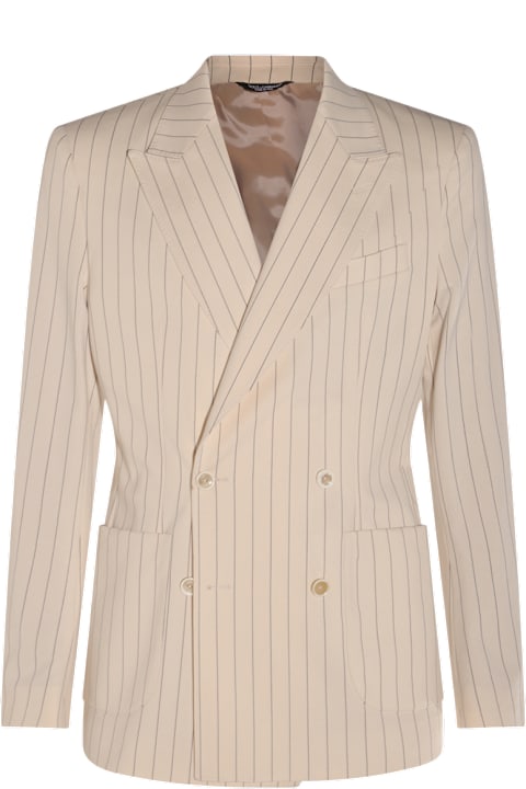 Dolce & Gabbana for Men Dolce & Gabbana Cream Cotton Blazer