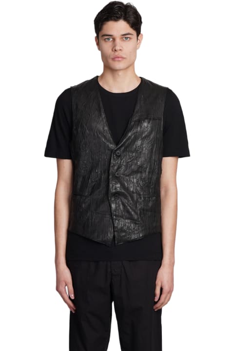 Transit Coats & Jackets for Men Transit Vest In Black Leather And Fabric