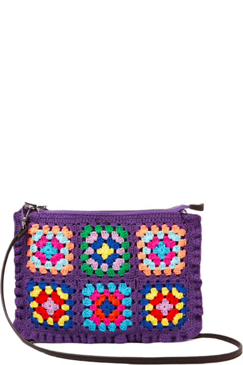 MC2 Saint Barth Shoulder Bags for Men MC2 Saint Barth Parisienne Violet Crochet Crossbody Pouch Bag