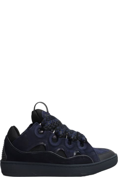 Sneakers for Men Lanvin Curb Sneakers In Blue Suede And Leather