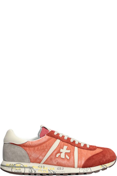 Premiata for Men Premiata Lucy Sneakers In Red Suede And Fabric