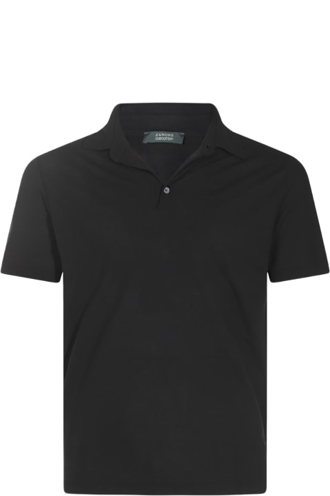 Homeware Zanone Black Cotton Polo Shirt