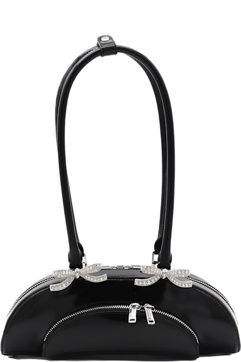 self-portrait for Women self-portrait Black Leather Shoulder Bag