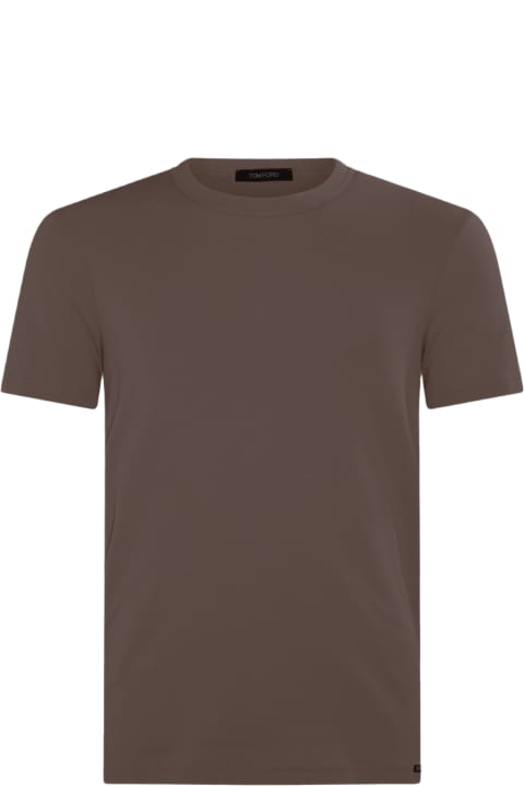 Tom Ford Topwear for Men Tom Ford Brown Cotton Blend T-shirt