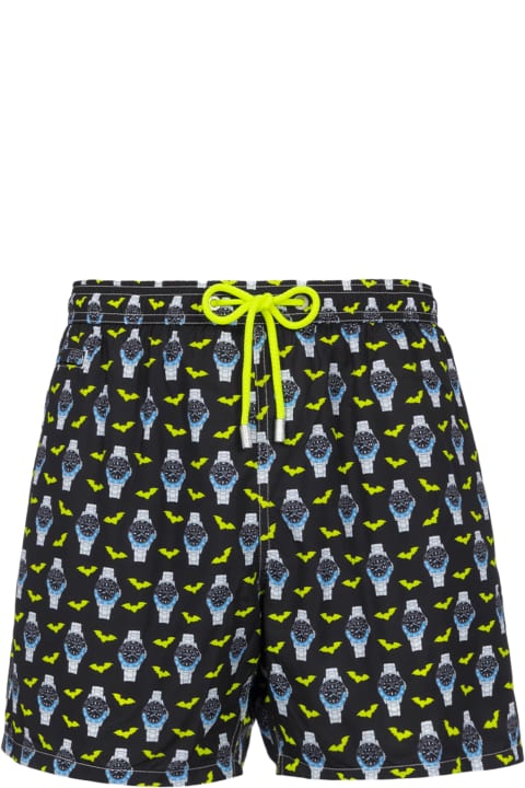 インテリア MC2 Saint Barth Man Lightweight Fabric Swim-shorts Lighting Micro Fantasy With Watches Print