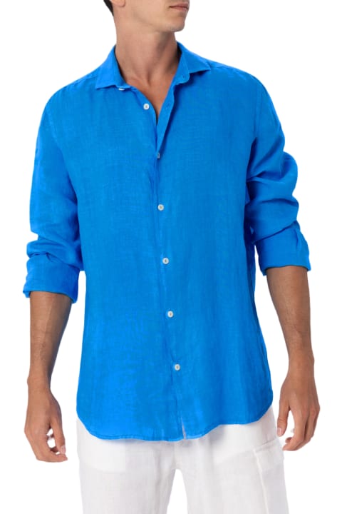 Homeware MC2 Saint Barth Man Watercolor Bluette Linen Shirt Pamplona