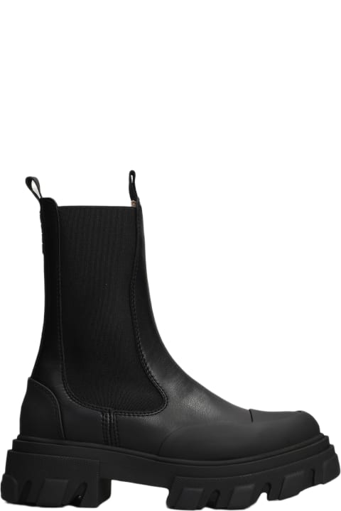 Ganni for Women Ganni Combat Boots In Black Leather