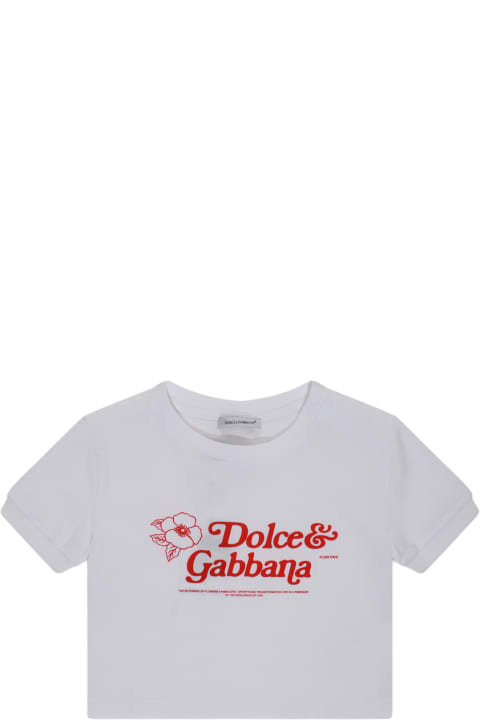 Sale for Girls Dolce & Gabbana White And Red Cotton T-shirt