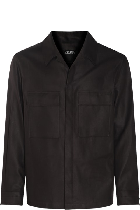Zegna Coats & Jackets for Men Zegna Black Linen Casual Jacket